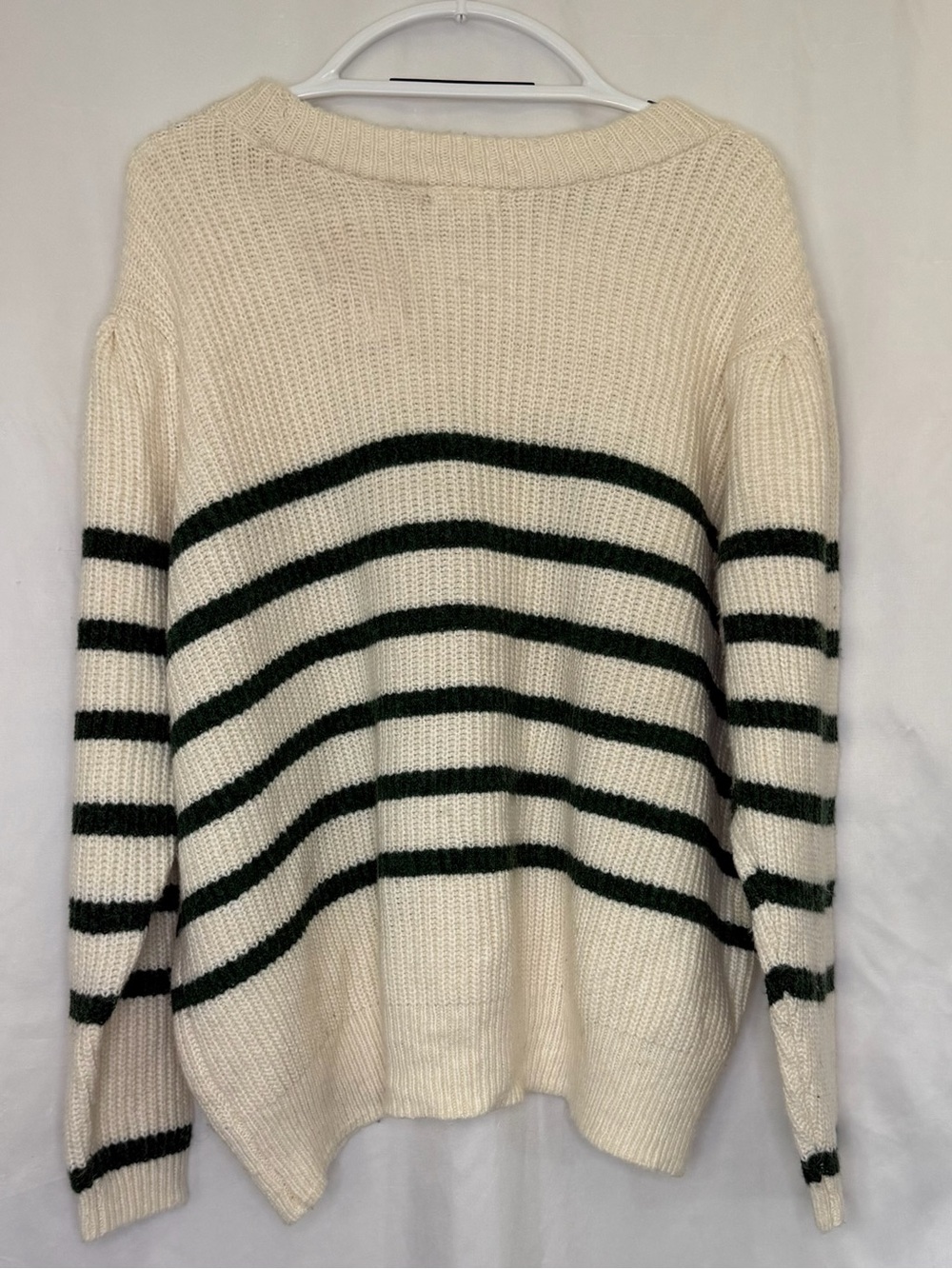 Maurices Cream Sweater with Dark Green Stripes - Picture 2 of 2
